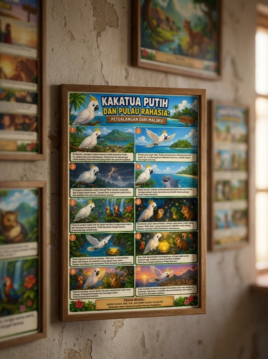 Poster Dinding Aesthetic Kakatua Putih Maluku - Hiasan Dinding Kamar & Ruang Tamu
