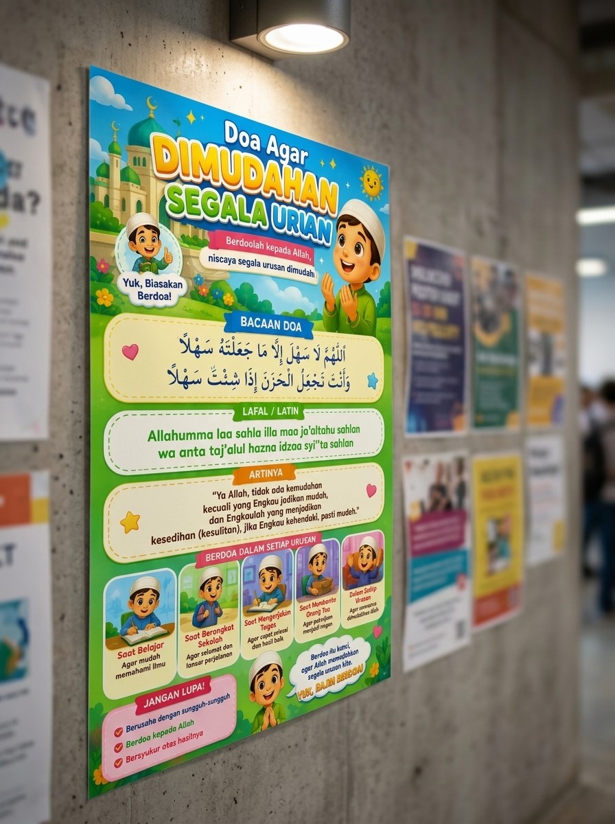 Poster Doa Agar Dimudahkan Segala Urusan - Dekorasi Kamar Islami Hiasan Dinding Murah Berkualitas