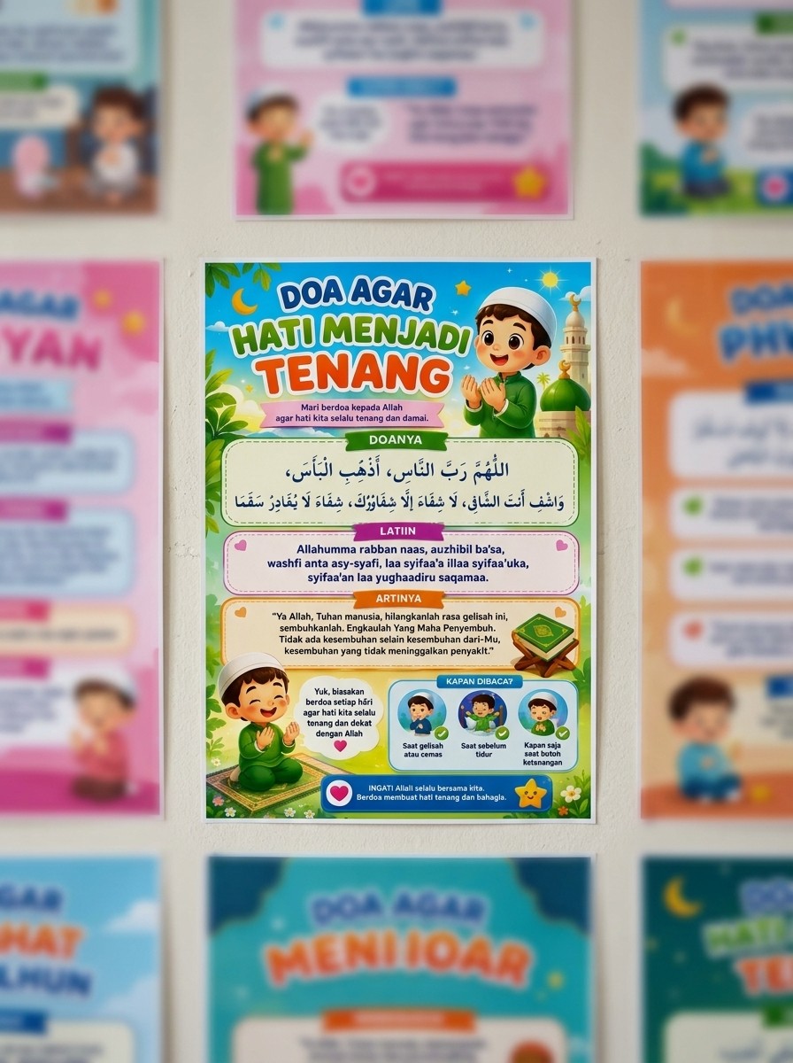 Poster Doa Penenang Hati Hiasan Dinding Islami Aesthetic Dekorasi Kamar Mushola
