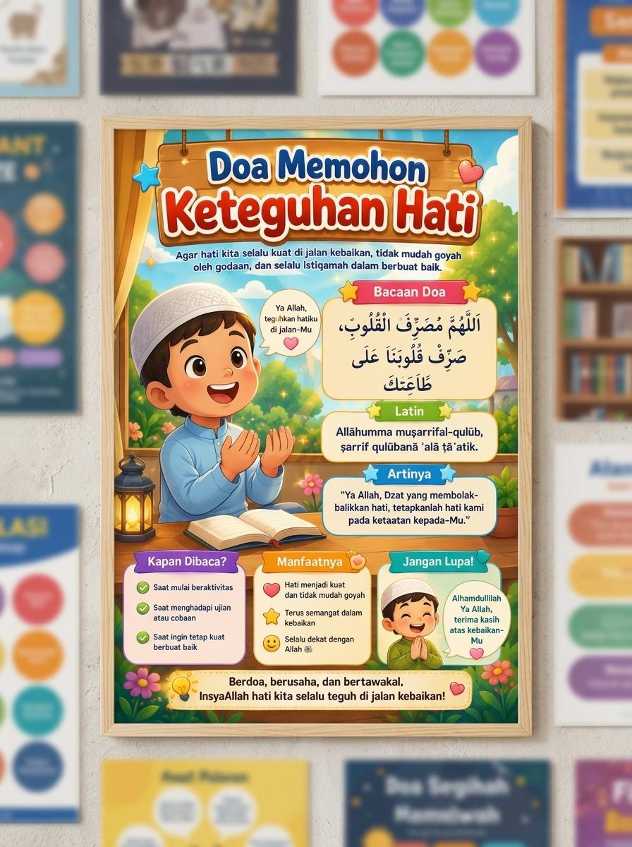 Hiasan Dinding Poster Doa Memohon Keteguhan Hati Aesthetic - Pajangan Islami Dekorasi Kamar Rumah Premium