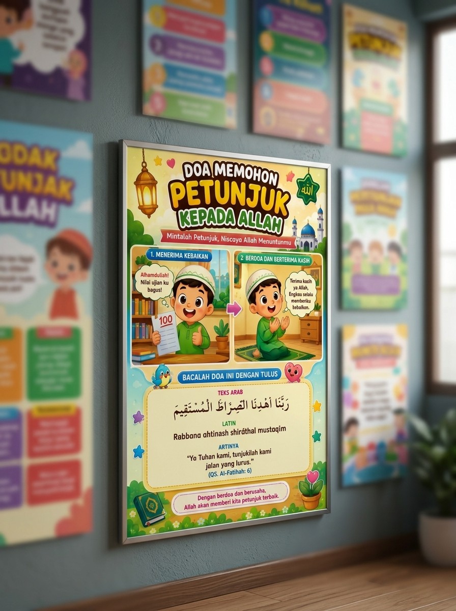 Poster Edukasi Doa Memohon Petunjuk Kepada Allah Belajar Anak Muslim Islami Hiasan Dinding Termurah