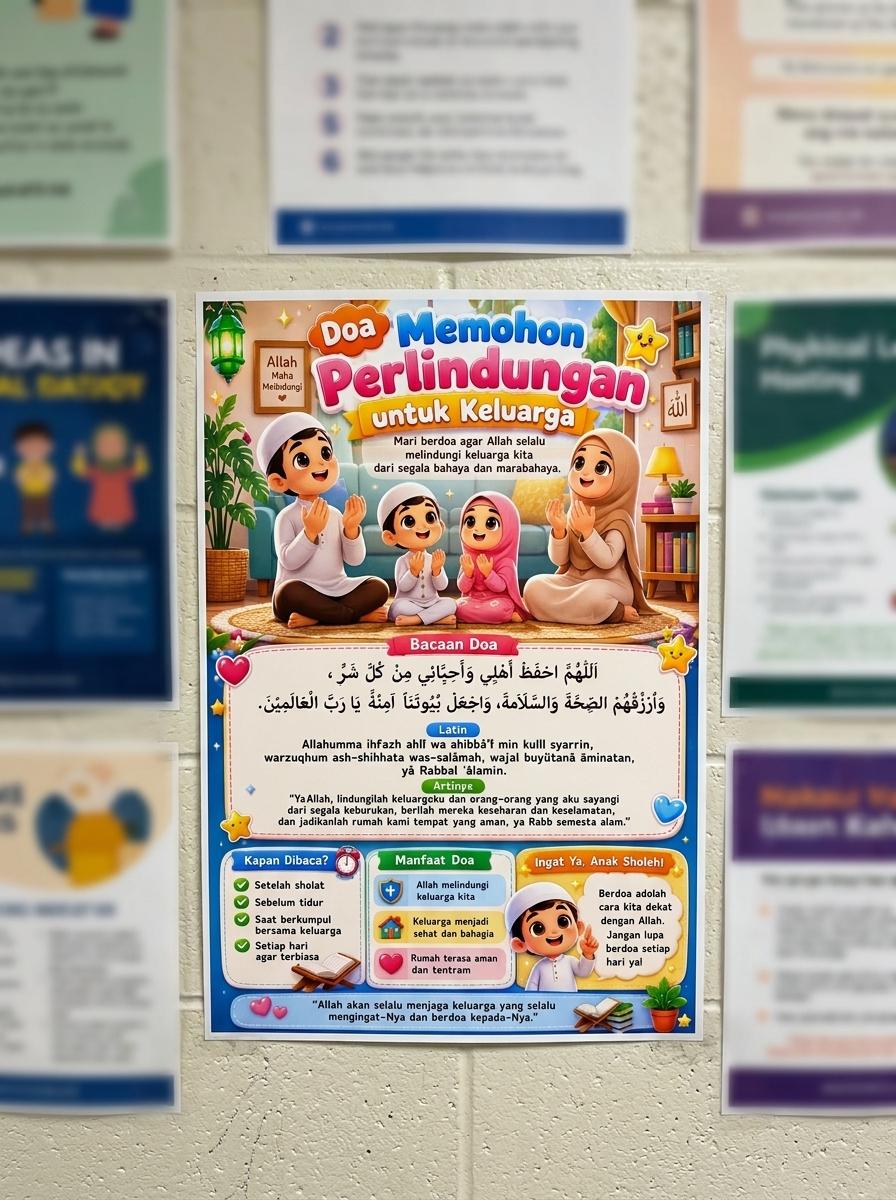 Hiasan Dinding Poster Doa Memohon Perlindungan Keluarga Wall Decor Islami Pajangan Rumah Minimalis