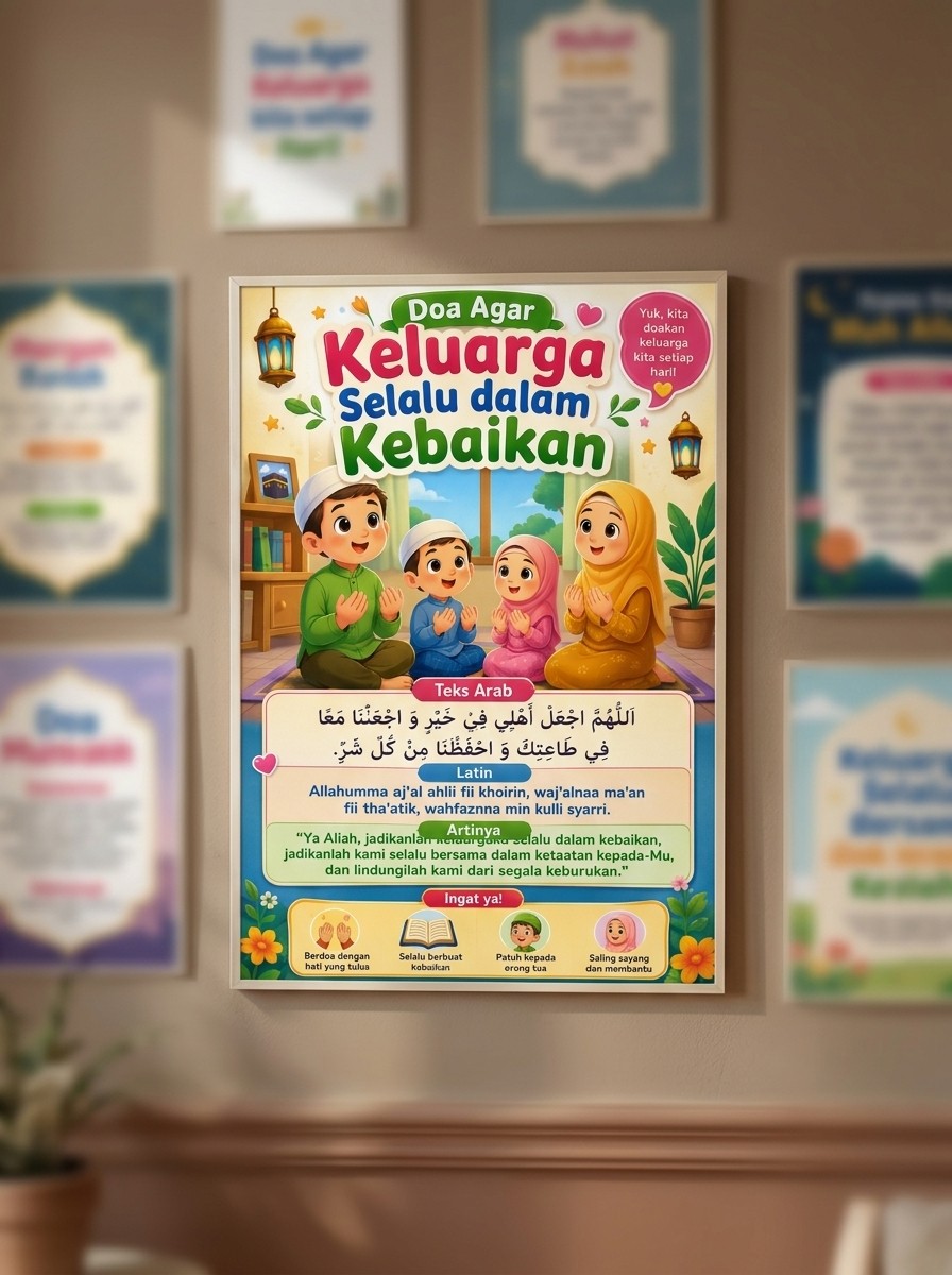 Hiasan Dinding Poster Islami Doa Agar Keluarga Selalu Dalam Kebaikan Pajangan Rumah Estetik