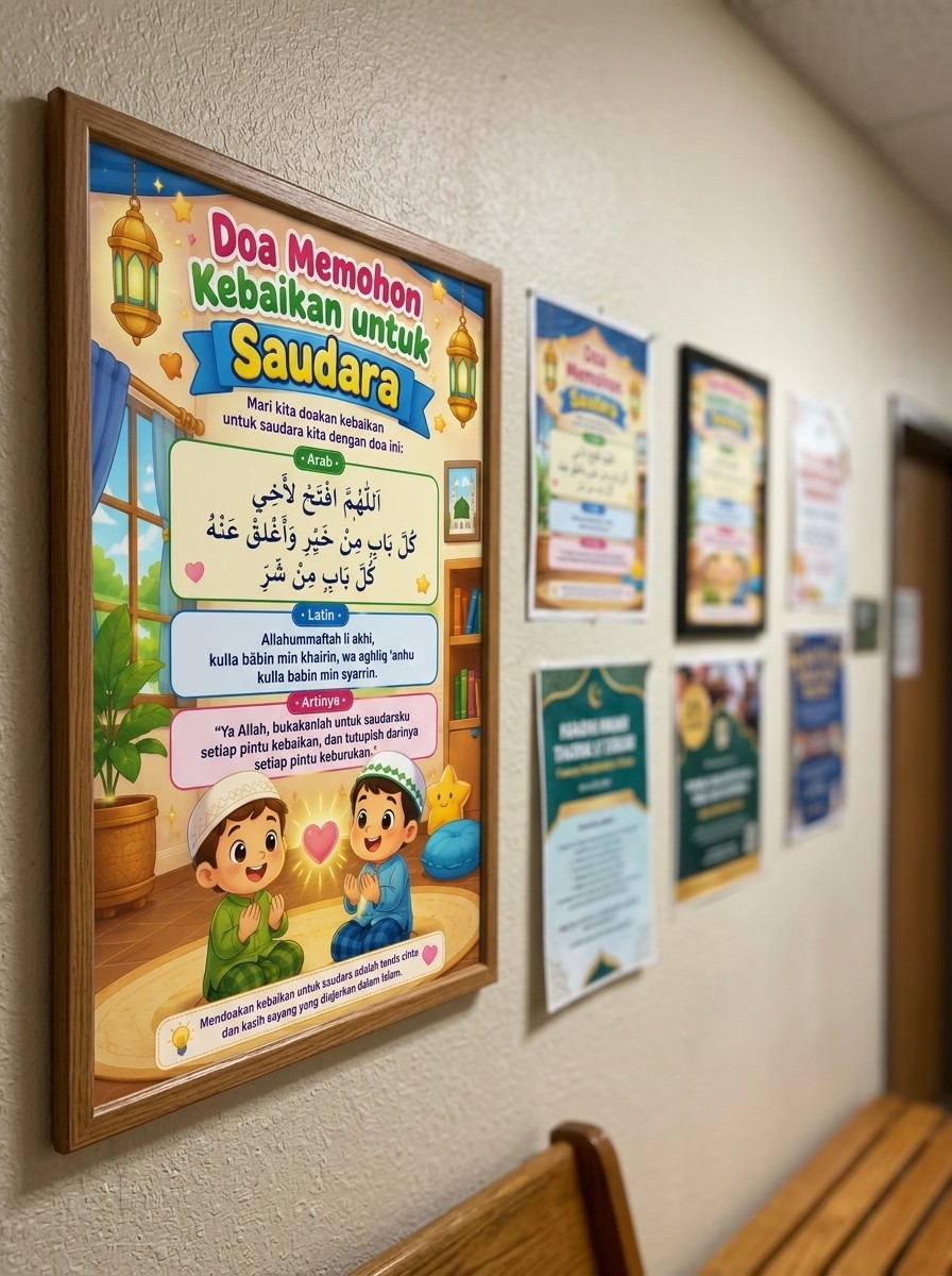 Hiasan Dinding Poster Doa Memohon Kebaikan untuk Saudara Edukasi Anak Muslim Islami Aesthetic