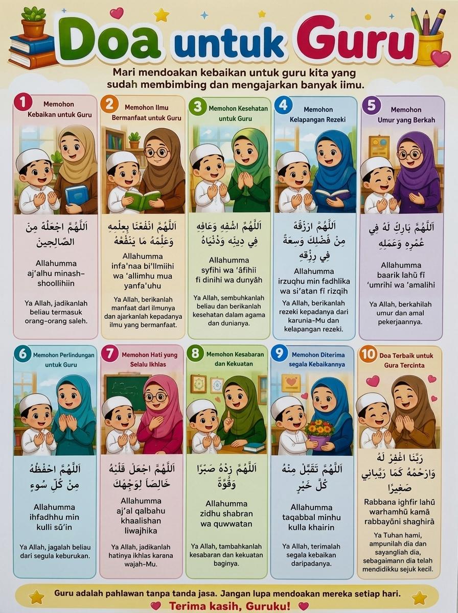 Poster Doa untuk Guru Bingkai Minimalis Pajangan Ruang Kelas Sekolah Hadiah Guru Terlaris