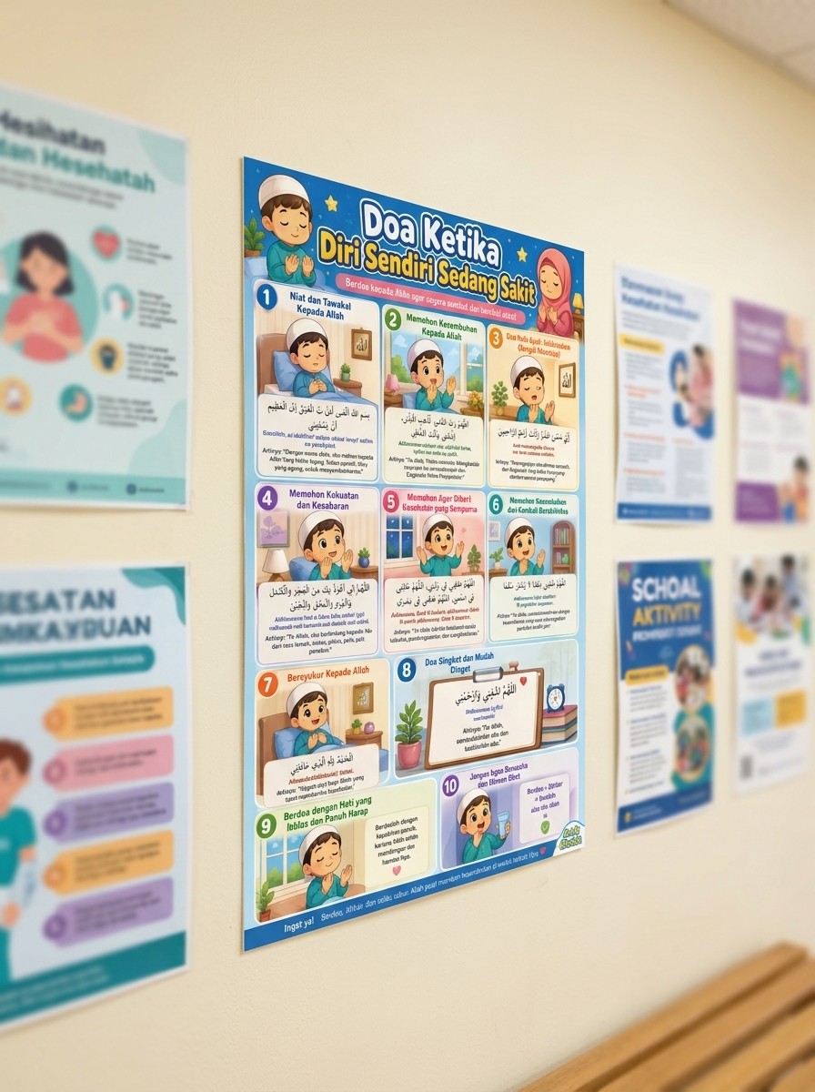 Edukasi Muslim - Poster Doa Saat Sakit - Wall Decor Islami Doa Kesembuhan Termurah
