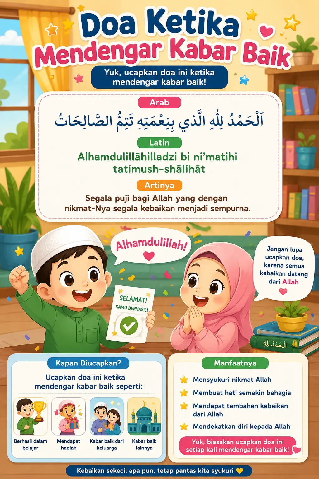 [TERMURAH] Poster Doa Mendengar Kabar Baik A3+ - Pajangan Dinding Islami Edukatif Anak Sekolah TK SD