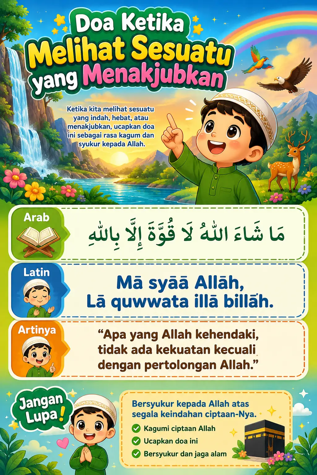 Poster Edukasi Anak Islami - Doa Ketika Melihat Sesuatu yang Menakjubkan - Hiasan Dinding Aesthetic A3+
