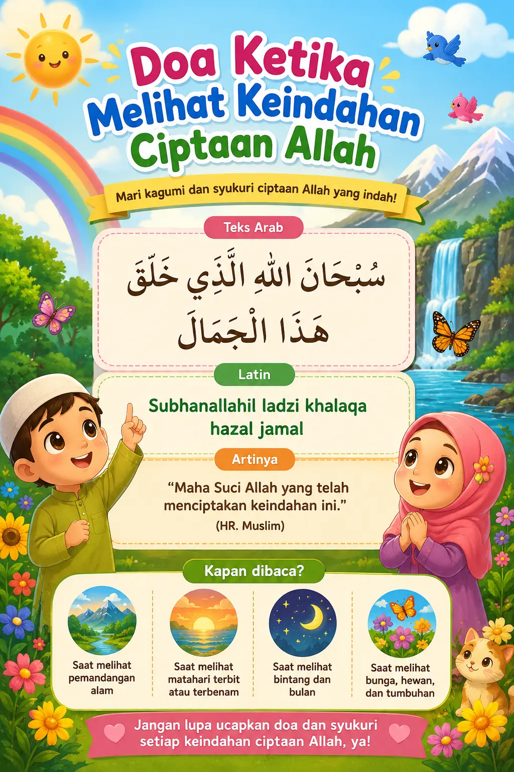 Poster Edukasi Anak Islami Doa Melihat Keindahan Ciptaan Allah - Hiasan Dinding Murah Berkualitas