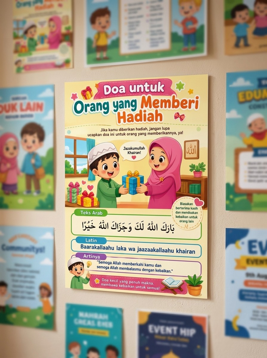 Poster Doa Menerima Hadiah Pajangan Dinding Islami - Dekorasi Rumah Minimalis Modern Kualitas Premium