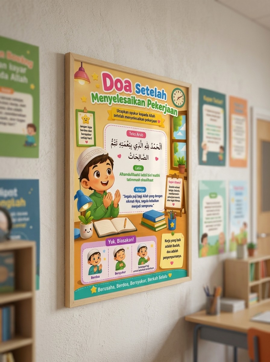 Poster Edukasi Anak Doa Setelah Menyelesaikan Pekerjaan Islami Hiasan Dinding Minimalis Termurah