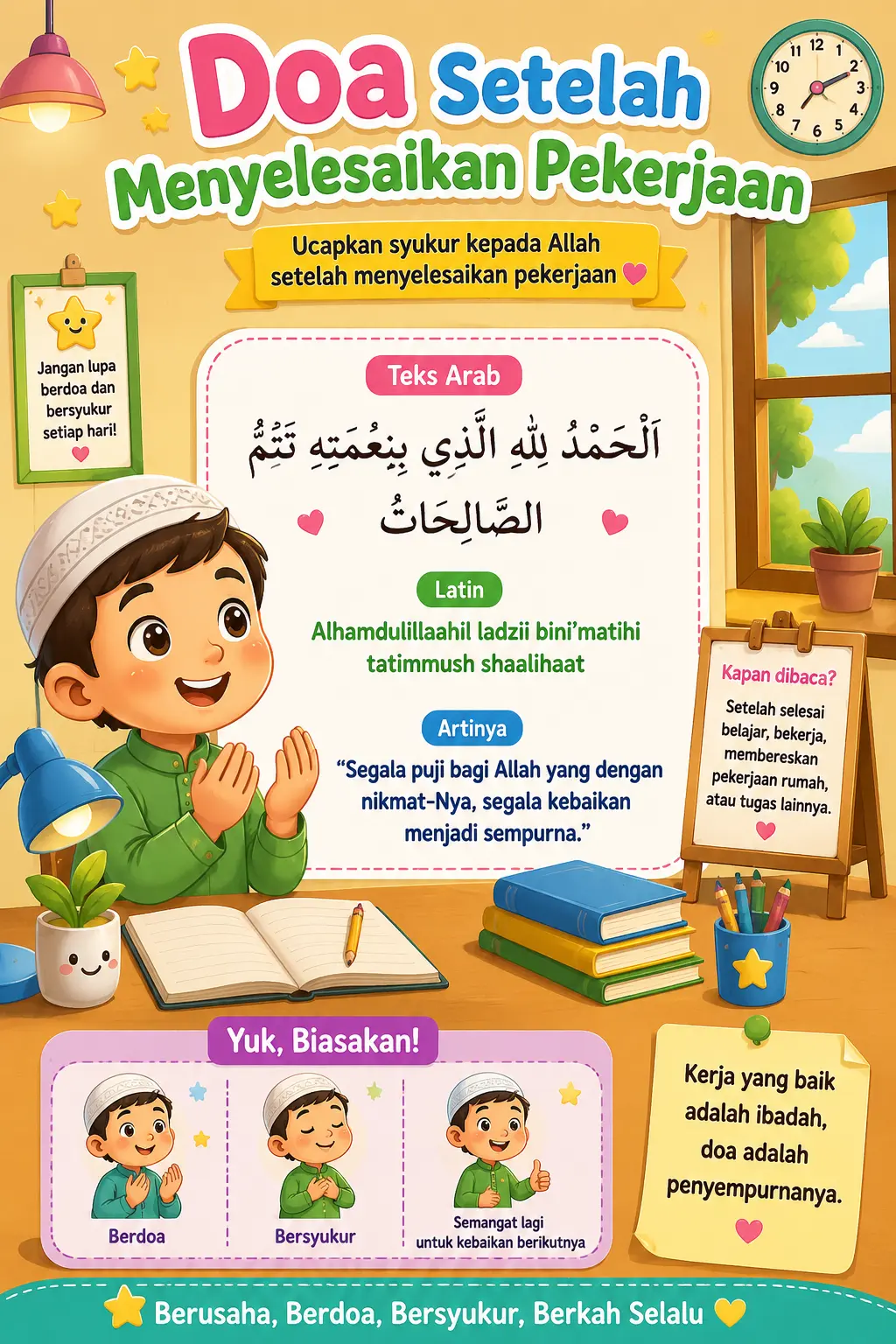 Poster Edukasi Anak Doa Setelah Menyelesaikan Pekerjaan Islami Hiasan Dinding Minimalis Termurah