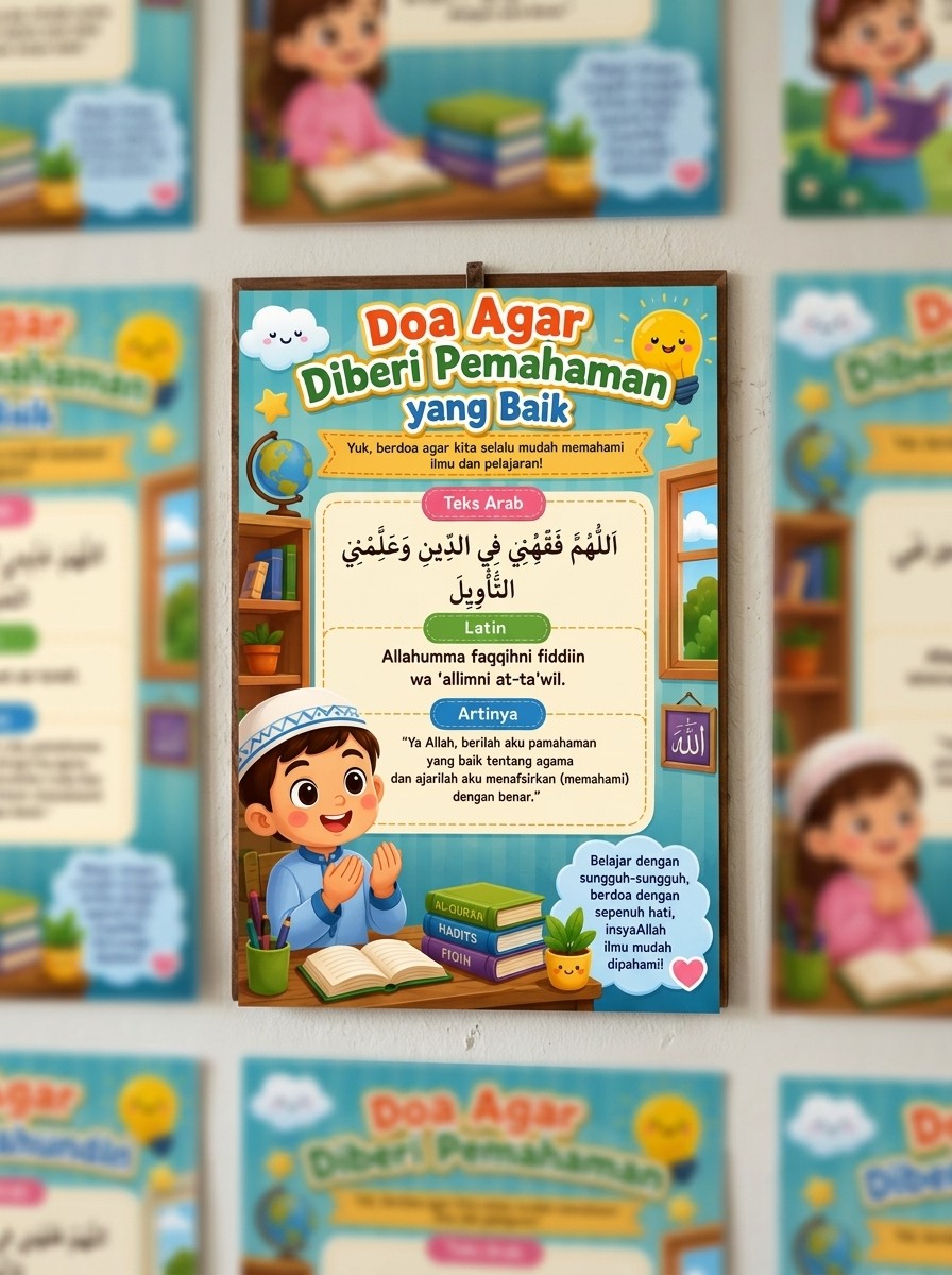 [TERMURAH] Poster Doa Pemahaman yang Baik Poster Pendidikan Islam Anak TK SD Belajar Berdoa Grosir Murah