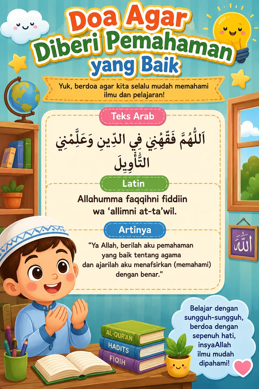 [TERMURAH] Poster Doa Pemahaman yang Baik Poster Pendidikan Islam Anak TK SD Belajar Berdoa Grosir Murah