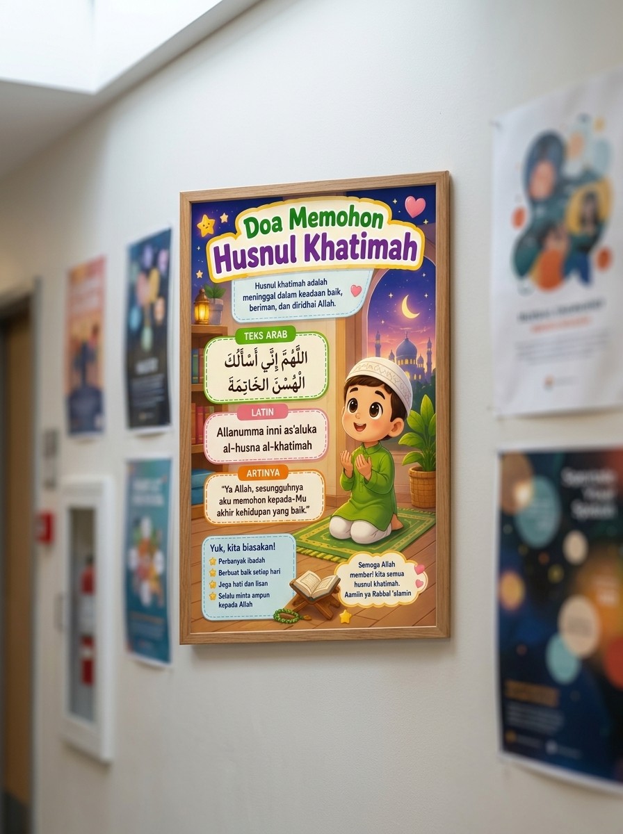 Poster Doa Memohon Husnul Khatimah Hiasan Dinding Islami Pajangan Dekorasi Kamar Aesthetic Edukasi Muslim