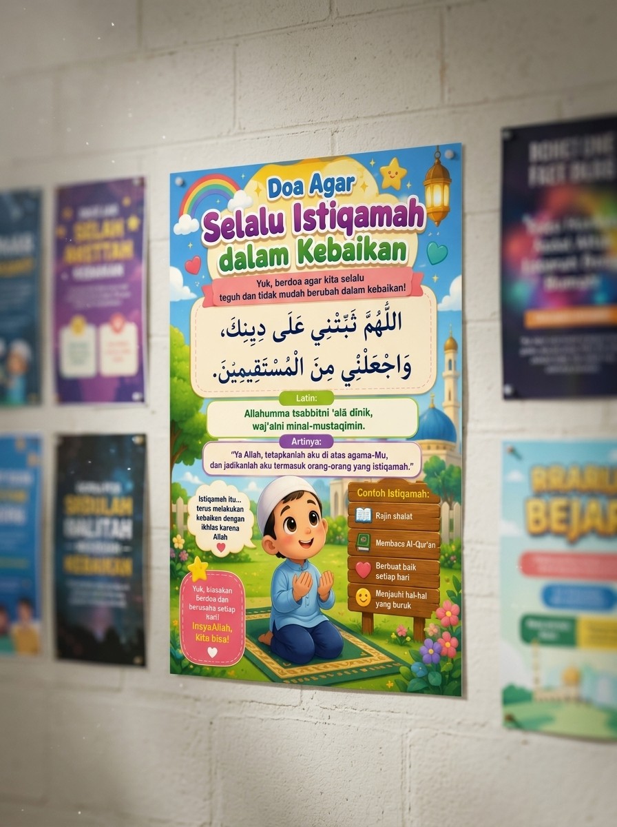 [PROMO] Poster Doa Istiqamah Kebaikan Wall Decor Islami Pajangan Dinding Mushola Kamar Tidur Minimalis