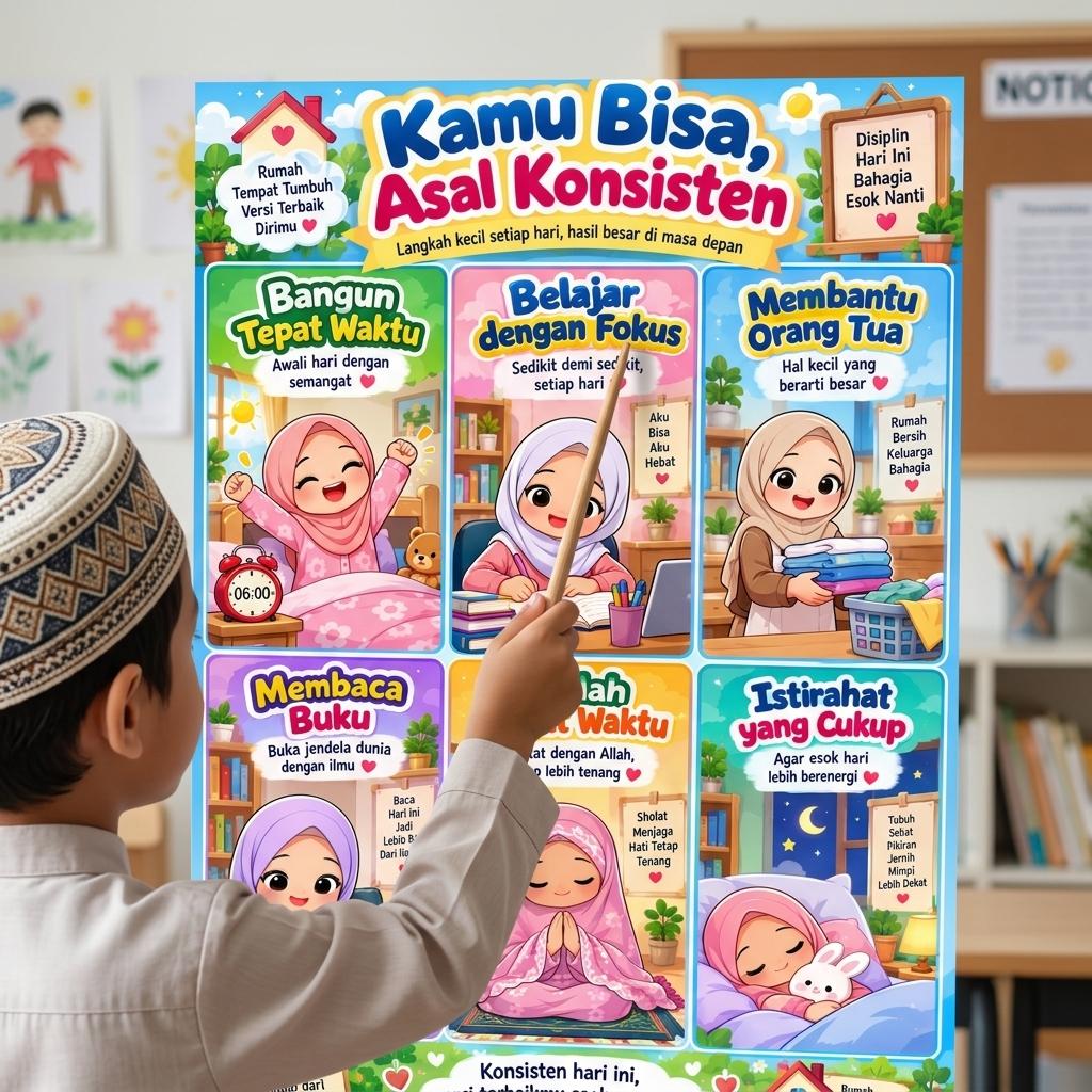 Poster Motivasi Kamu Bisa Asal Konsisten Hiasan Dinding Aesthetic Pajangan Kamar Minimalis Wall Decor MDF