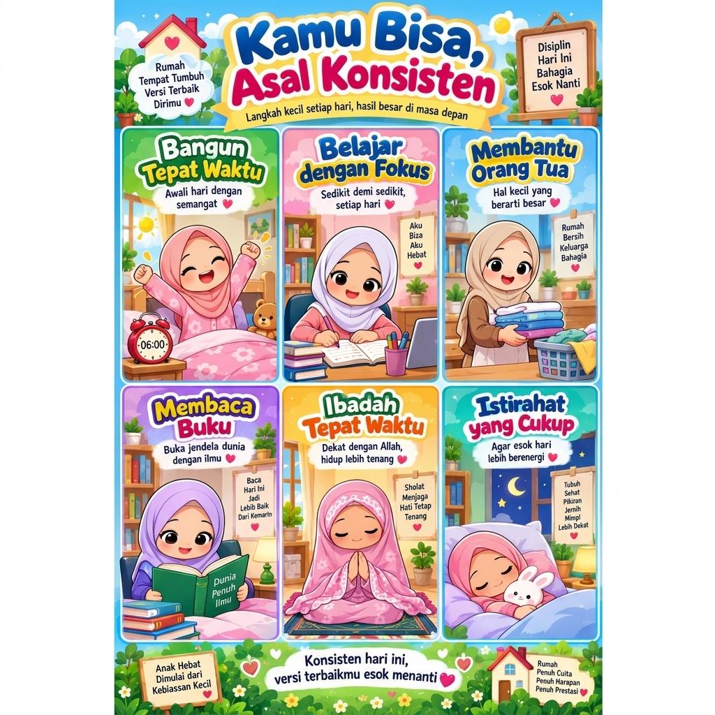 Poster Motivasi Kamu Bisa Asal Konsisten Hiasan Dinding Aesthetic Pajangan Kamar Minimalis Wall Decor MDF