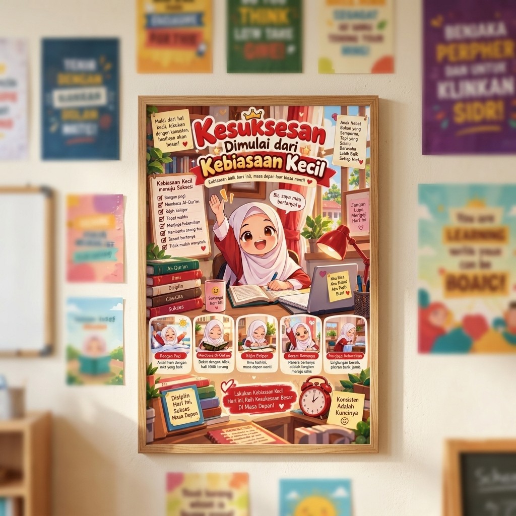 Poster Motivasi Kesuksesan Kebiasaan Kecil Hiasan Dinding Estetik Dekorasi Kamar Minimalis Pajangan Dinding Kantor